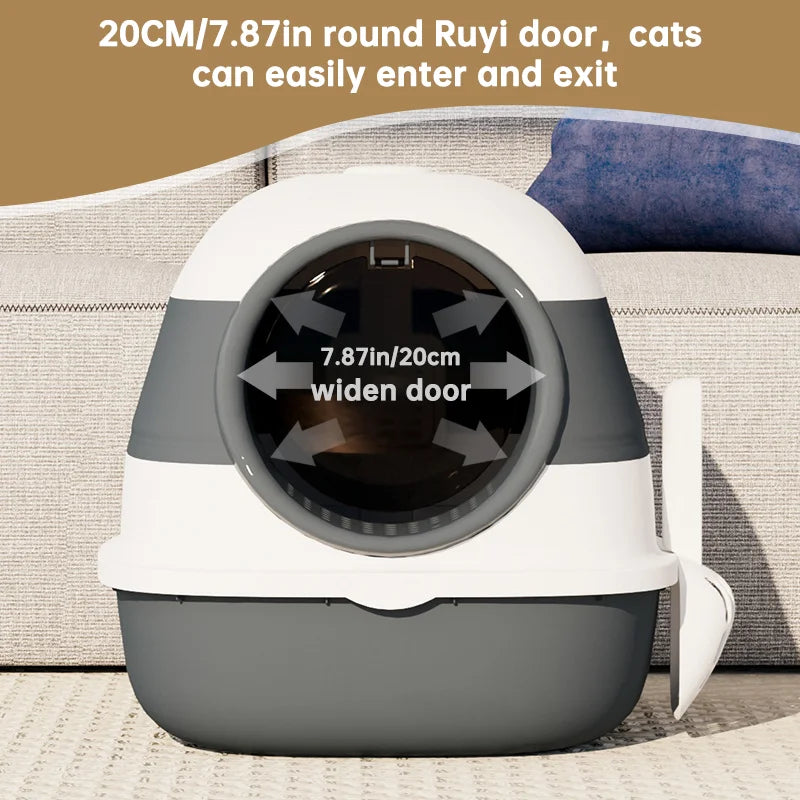 Large Enclosed Cat Litter Box with Anti-Splash