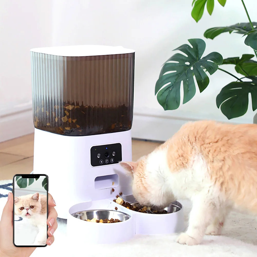 Amazing Double Bowl Smart Automatic Feeder With Camera 5L