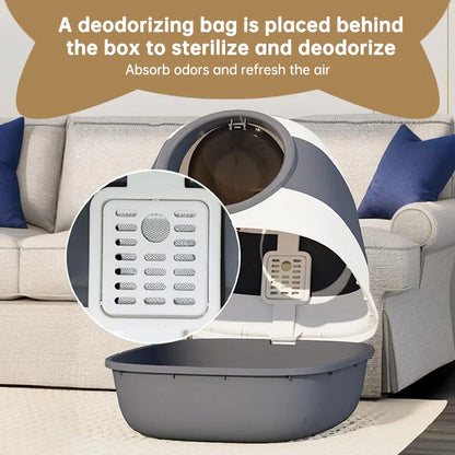Large Enclosed Cat Litter Box with Anti-Splash