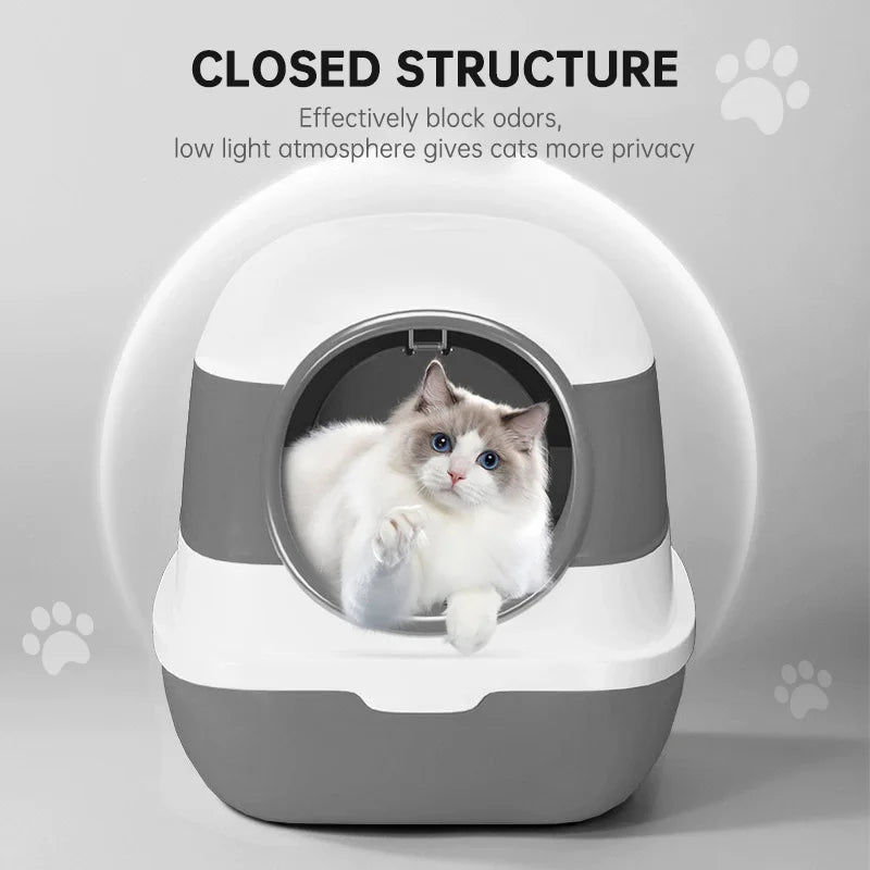 Large Enclosed Cat Litter Box with Anti-Splash