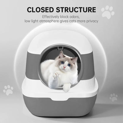 Large Enclosed Cat Litter Box with Anti-Splash