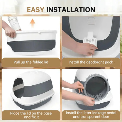 Large Enclosed Cat Litter Box with Anti-Splash