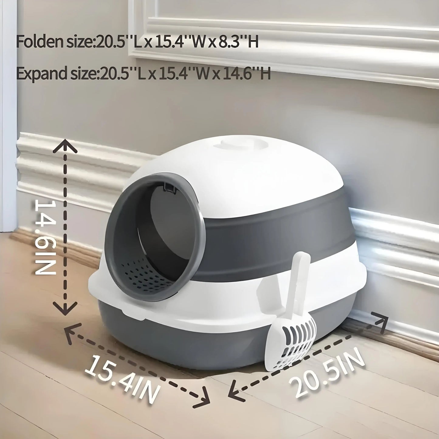 Large Enclosed Cat Litter Box with Anti-Splash