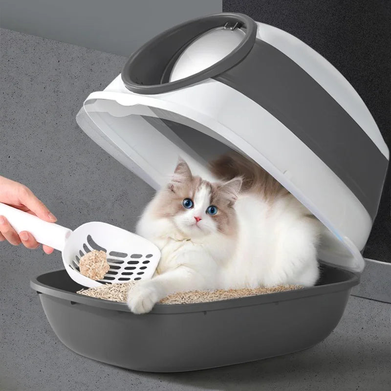 Large Enclosed Cat Litter Box with Anti-Splash