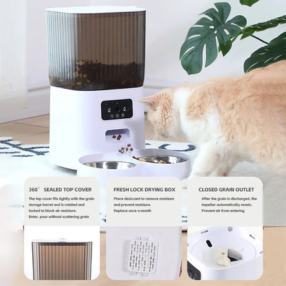 Amazing Double Bowl Smart Automatic Feeder With Camera 5L