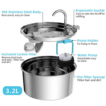 Smart Stainless Steel Pet Water Feeder